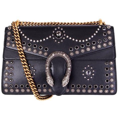 gucci black studded bag|black gucci bag small.